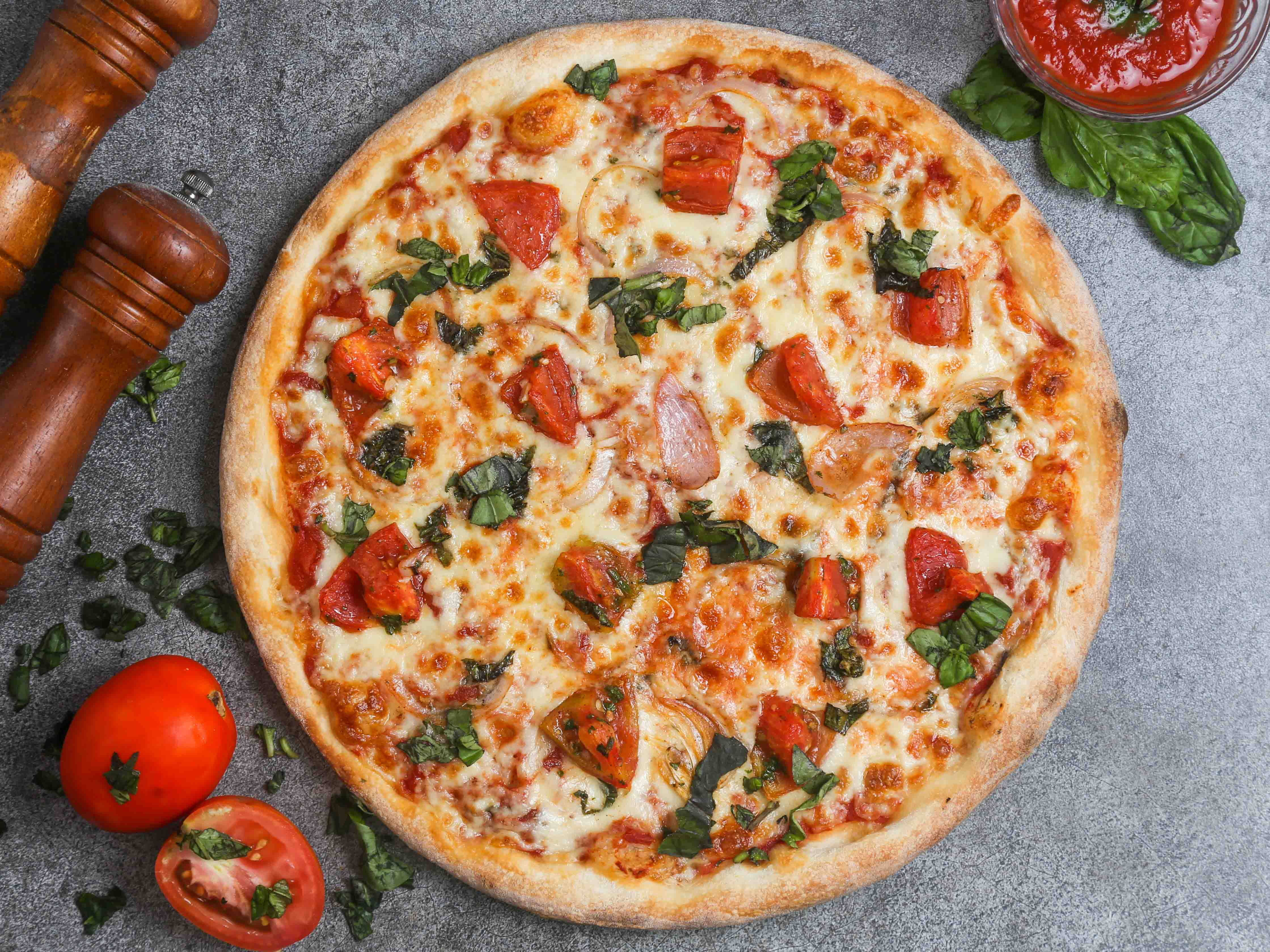 professional photograph of a pizza