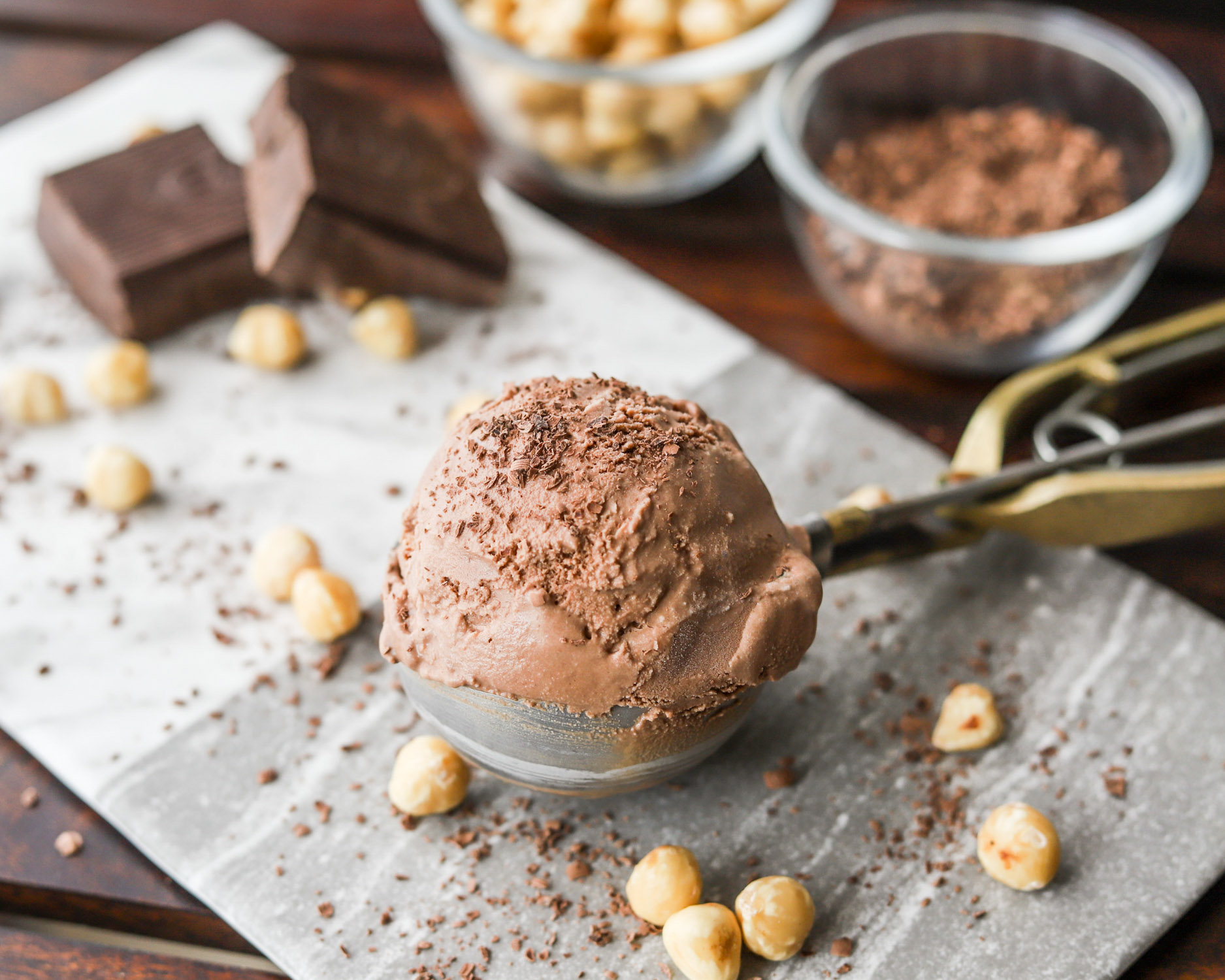 an aesthetic image of a chocolate hazelnut ice cream