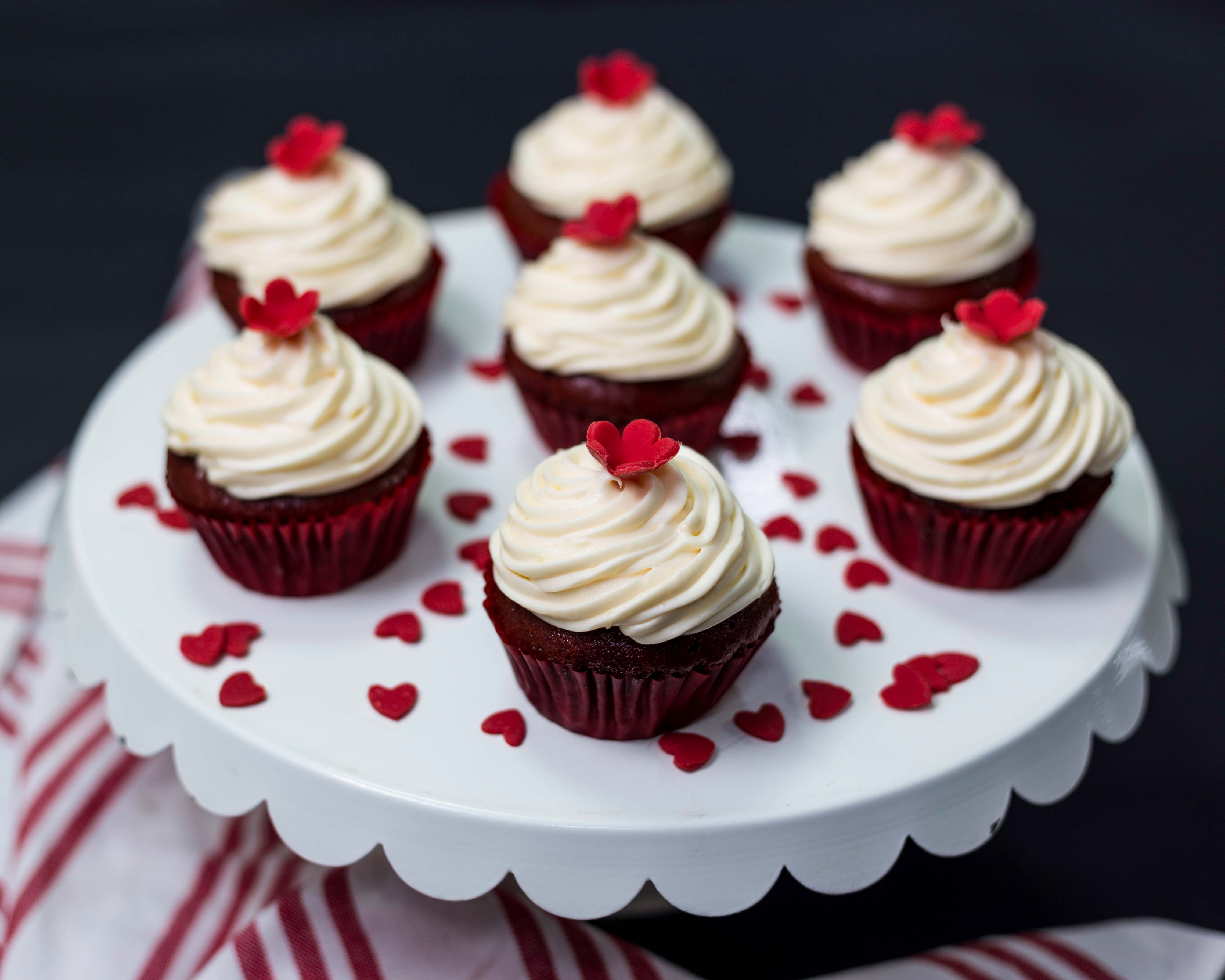 pleasing photo of red velvet cupcakes for a photoshoot